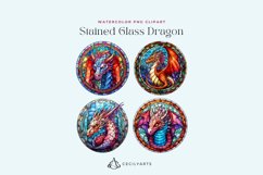 4 Watercolor Stained Glass Dragon Clipart Product Image 2