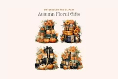 4 Watercolor Autumn Floral Gifts Clipart Product Image 2
