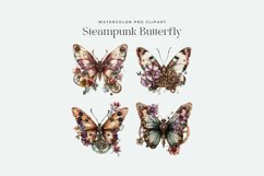 Watercolor Steampunk Butterfly Clipart Product Image 2