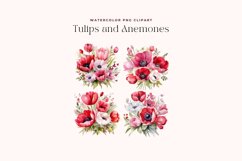 4 Watercolor Tulips and Anemones Clipart Product Image 2