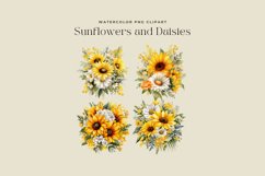 4 Watercolor Sunflowers and Daisies Clipart Product Image 2