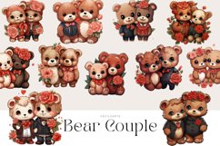 Watercolor Bear Couple Clipart Bundle Product Image 2