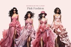 4 Watercolor Pink Fashion Clipart Product Image 2