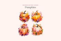 4 Watercolor Pumpkin Clipart Product Image 2