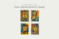 4 Watercolor Cute Animal Abstract Stamp Clipart Product Image 2