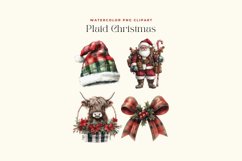 Watercolor Plaid Christmas Clipart Product Image 2