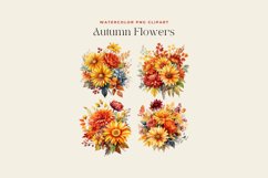 4 Watercolor Autumn Flowers Clipart Product Image 2