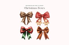 Watercolor Christmas Bows Clipart Product Image 2