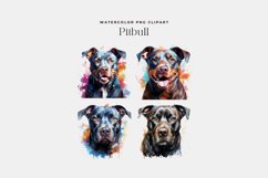 4 Watercolor Pitbull Clipart Product Image 2