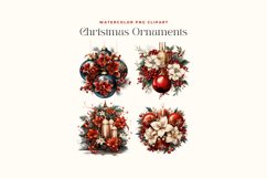 4 Watercolor Christmas Ornaments Clipart Product Image 2