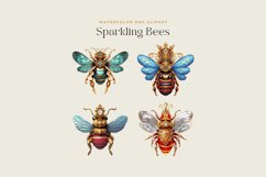 4 Watercolor Sparkling Bees Clipart Product Image 2