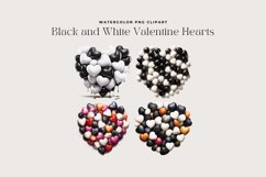 4 Watercolor Black and White Valentine Hearts Clipart Product Image 2