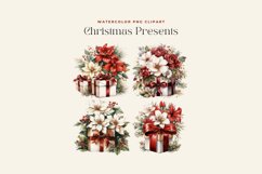4 Watercolor Christmas Presents Clipart Product Image 2