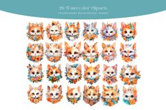 26 Watercolor Cute Cats Clipart Product Image 2