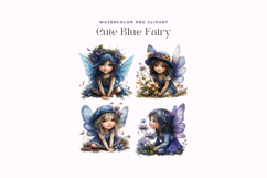 Watercolor Cute Blue Fairy Clipart Product Image 2