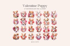 47 Watercolor Valentine Puppy Stickers Clipart Product Image 2