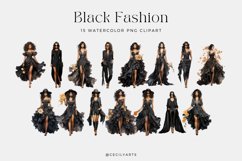 15 Watercolor Black Fashion Clipart Product Image 2