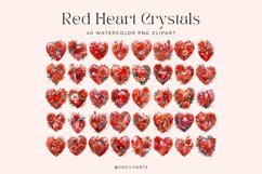 Watercolor Red Heart Crystals Clipart Bundle Product Image 2