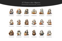27 Watercolor Cute Ghosts Clipart Product Image 2