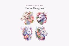 4 Watercolor Pastel Floral Dragons Clipart Product Image 2