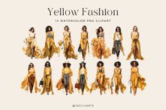 14 Watercolor Yellow Fashion Clipart Product Image 2