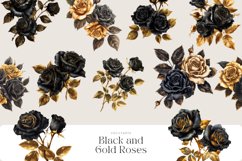 Watercolor Colored Pencil Black and Gold Rose Clipart Bundle Product Image 2
