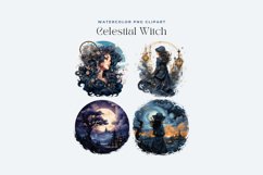 Watercolor Celestial Witch Clipart Product Image 2