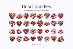 Watercolor Heart Candies Clipart Bundle Product Image 2