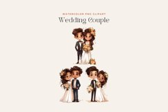 Watercolor Cute Wedding Couple Clipart Product Image 2