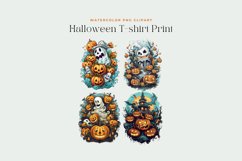 4 Watercolor Halloween T-shirt Print Clipart Product Image 2