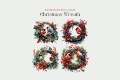 4 Watercolor Christmas Wreath Clipart Product Image 2