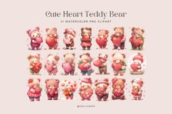 41 Watercolor Cute Heart Teddy Bear Clipart Product Image 2