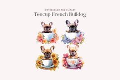 4 Watercolor Teacup French Bulldog Clipart Product Image 2