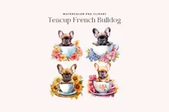 4 Watercolor Teacup French Bulldog Clipart Product Image 2