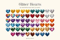 Watercolor Colorful Glitter Hearts Clipart Bundle Product Image 2