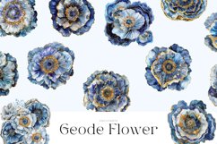 Watercolor Blue and Gold Geode Flower Clipart Bundle Product Image 2