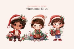 Watercolor Christmas Boys Clipart Product Image 2