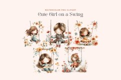 Watercolor Cute Girl on a Swing Clipart Product Image 2