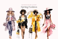 4 Watercolor Spring Fashion Clipart Product Image 2