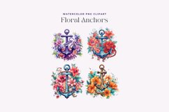 4 Watercolor Floral Anchors Clipart Product Image 2