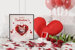 3 Watercolor Heart Cat Clipart Product Image 2