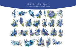 Blue Flowers Watercolor Clipart Product Image 2