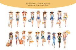 39 Watercolor Summer Fashion Clipart Product Image 2