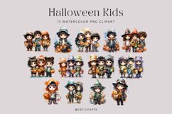 13 Watercolor Halloween Kids Clipart Product Image 2