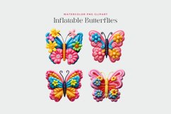 4 Watercolor Inflatable Butterflies Clipart Product Image 2