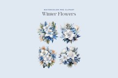 4 Watercolor Winter Flowers Clipart Product Image 2