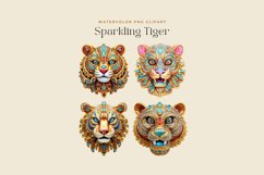 4 Watercolor Sparkling Tiger Clipart Product Image 2
