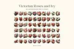 Watercolor Victorian Roses and Ivy Clipart Bundle Product Image 2