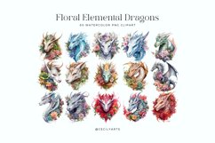 80 Watercolor Floral Elemental Dragons Clipart Product Image 2