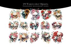 29 Watercolor Floral Skull Clipart Product Image 2